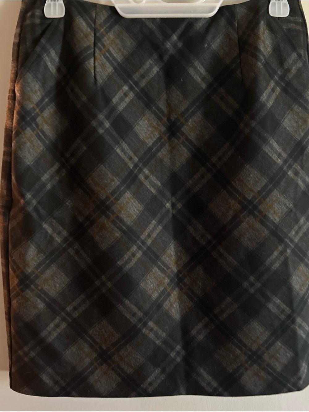 CAbi Black and Gray Plaid Pencil Skirt